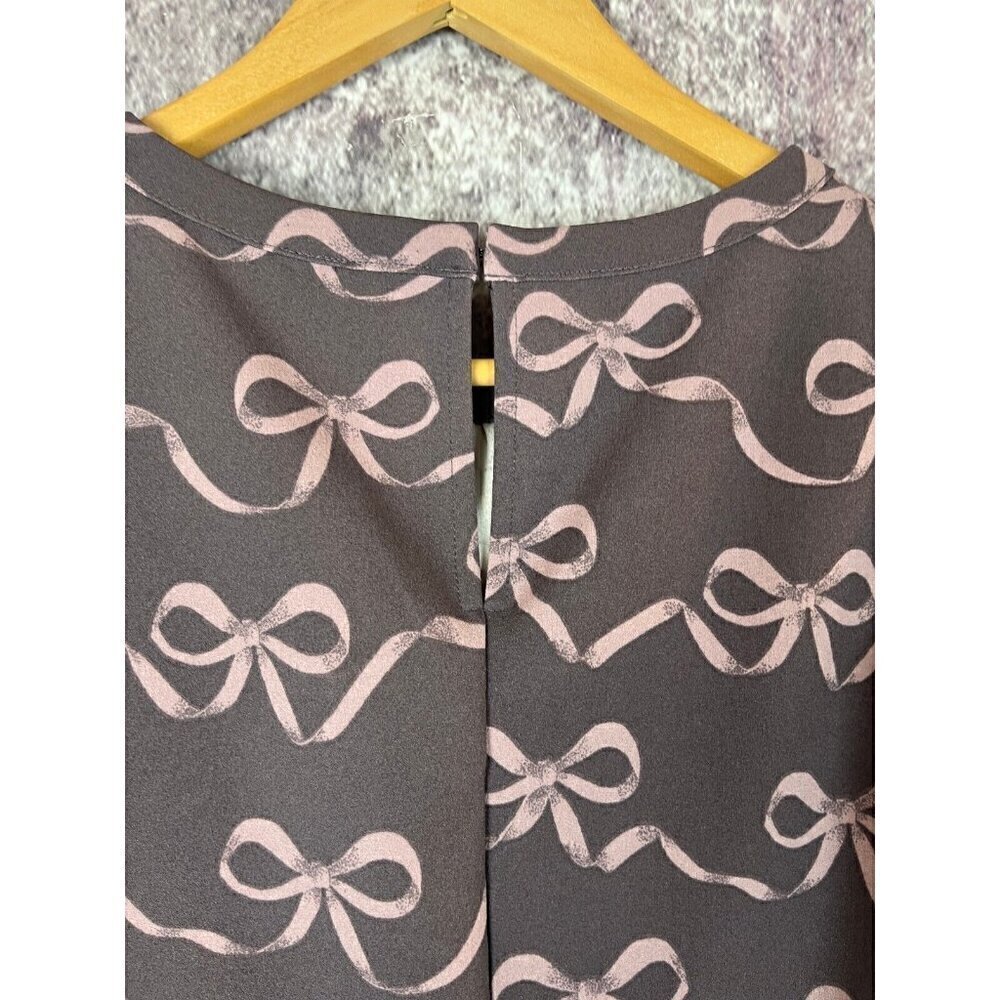 BANANA REPUBLIC Shirt Women's S Brown Pink Bow Peplum Coquette Work Secretary - Picture 5 of 9